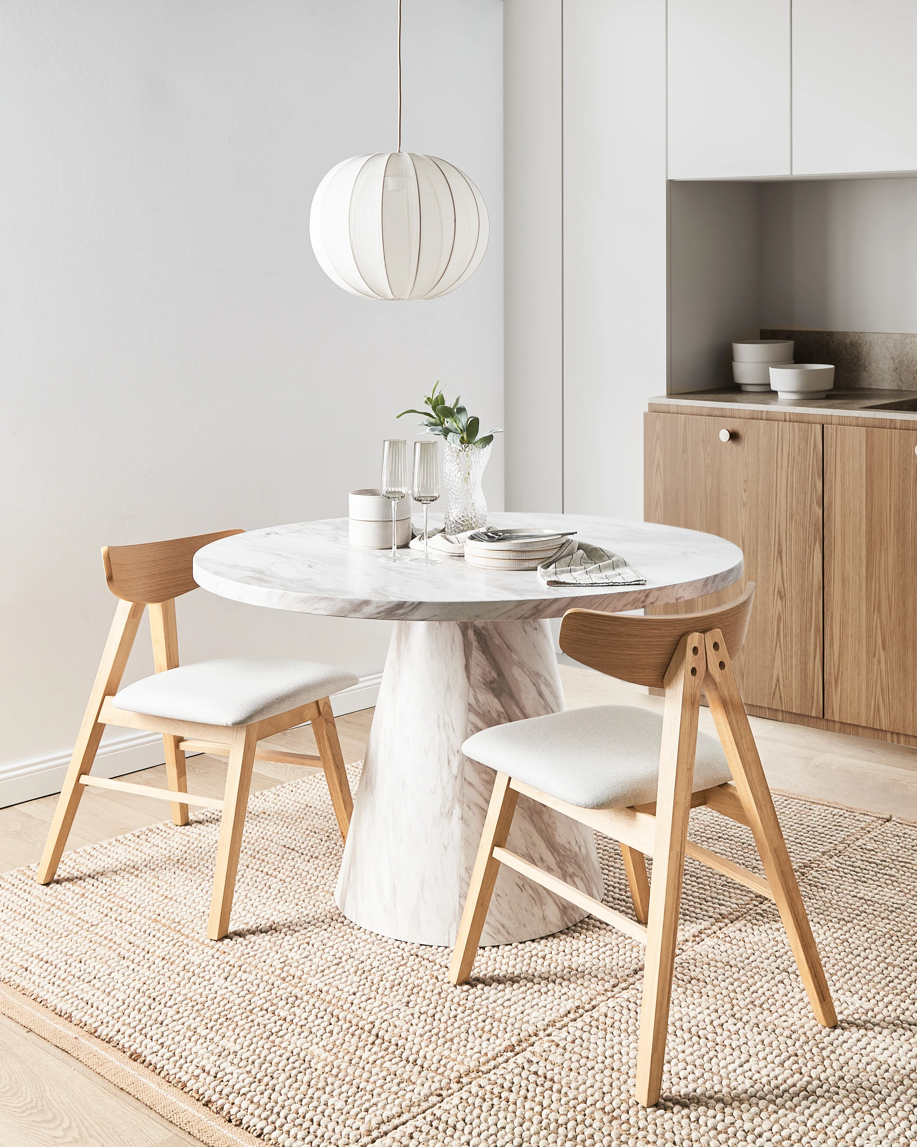Set van 2 eetkamerstoelen LACOTA Hout Lichtbruin/grijs