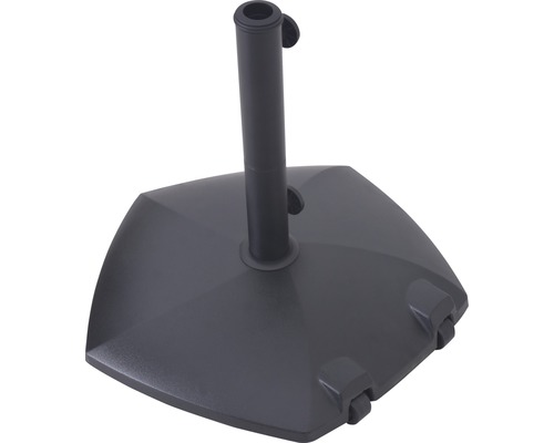 Parasolstandaard van beton 55x55 cm, zwart, geschikt voor parasols met een stokdiameter van 35mm/38mm/48mm, inclusief 3 adapters.