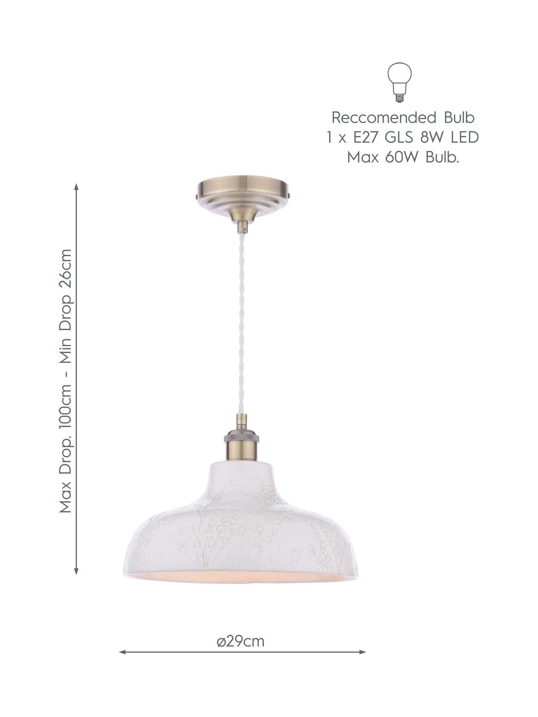 Laura Ashley Pussywillow 1 Pendant Ceiling Light