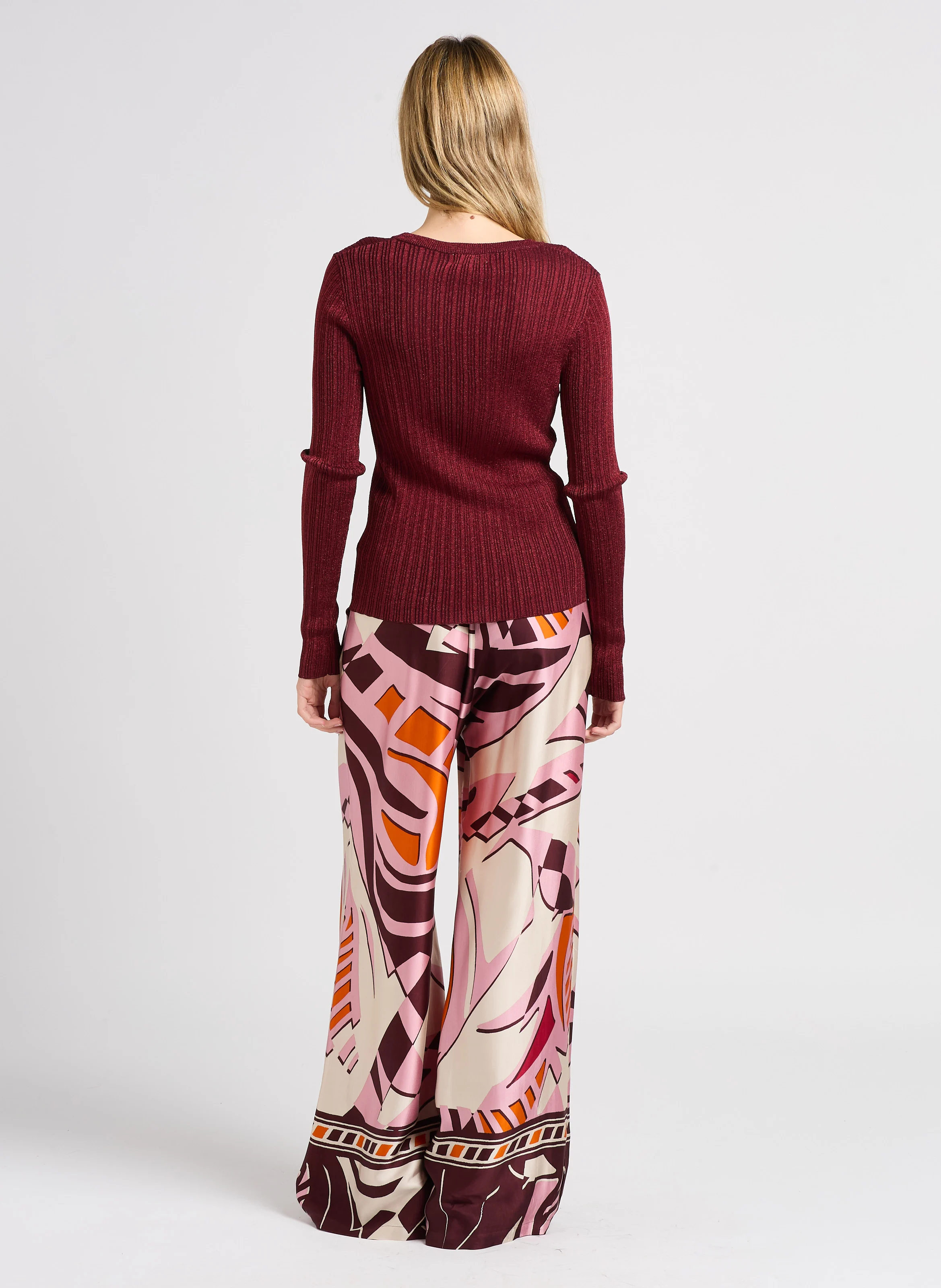 JOJO - Pantalon large taille haute | Rose