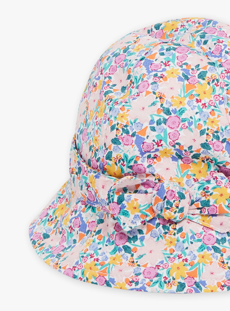 Chapeau écru à imprimé fleuri