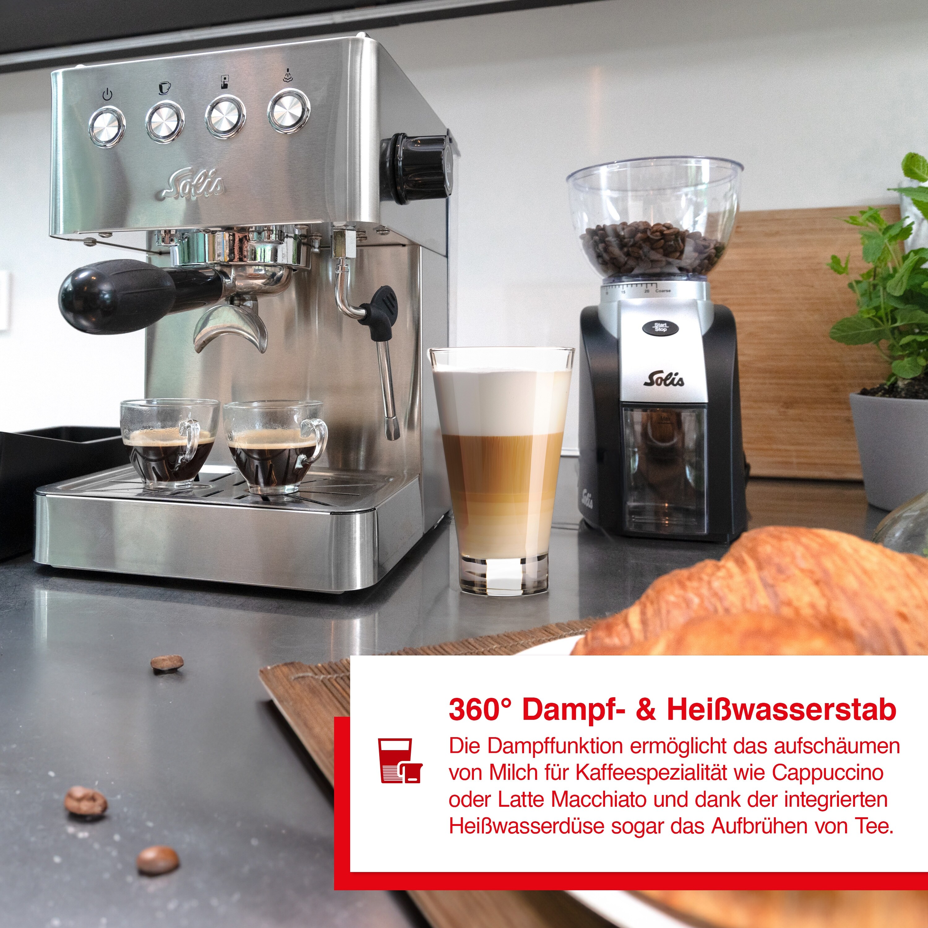 Solis Siebträger Kaffeemaschine Gran Gusto, 58 mm Siebträger, 15 Bar