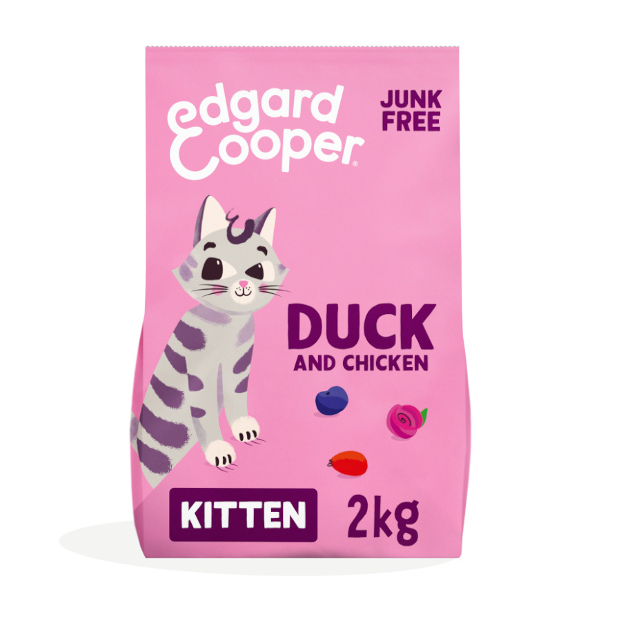 Ração para gatinhos Edgard & Cooper, com pato e frango.
