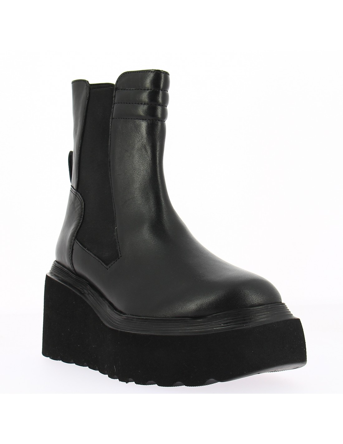 kharisma bottines chelsea compensées femme cuir noir