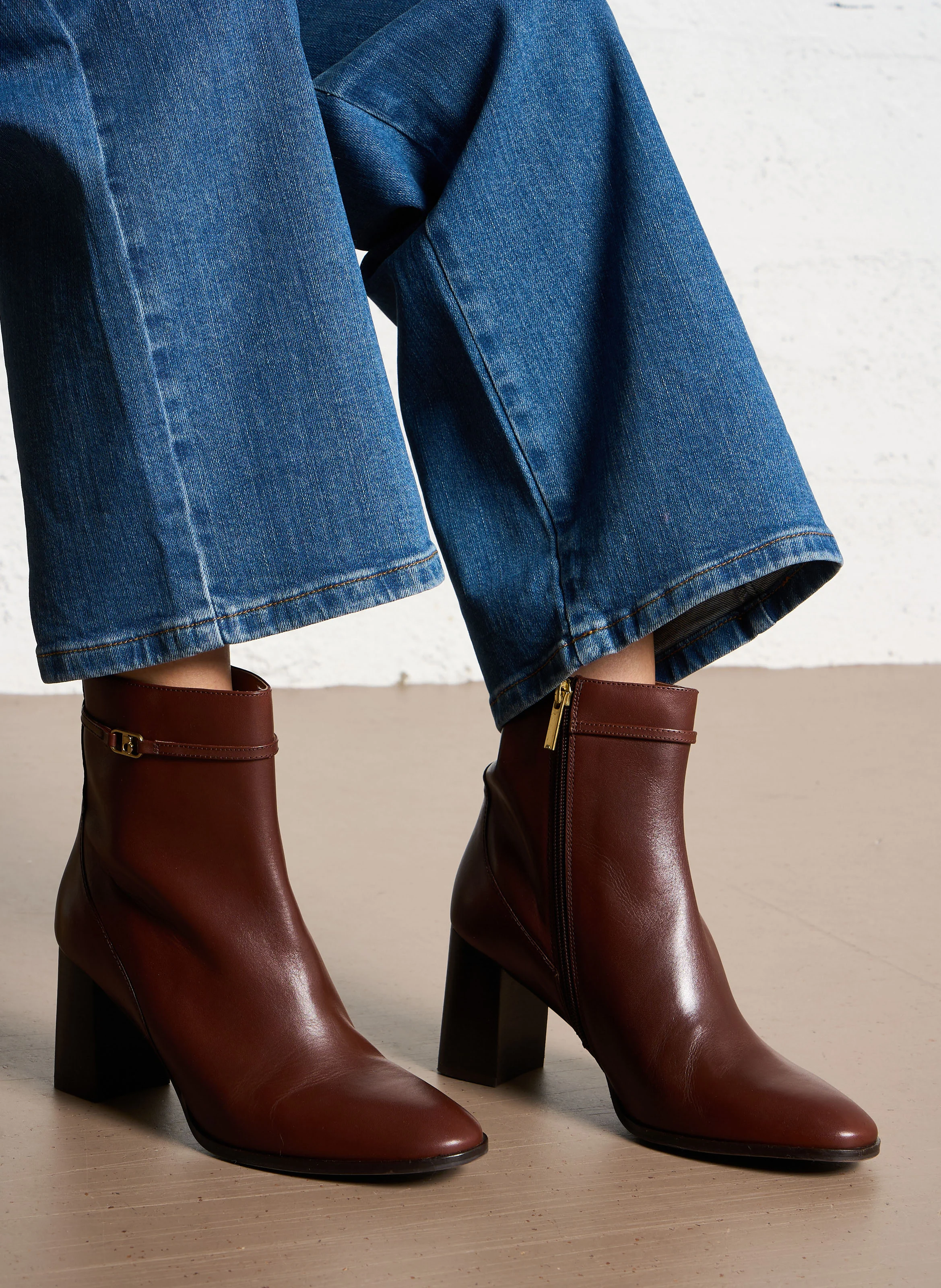 ELIZA - Bottines à brides en cuir| Marron