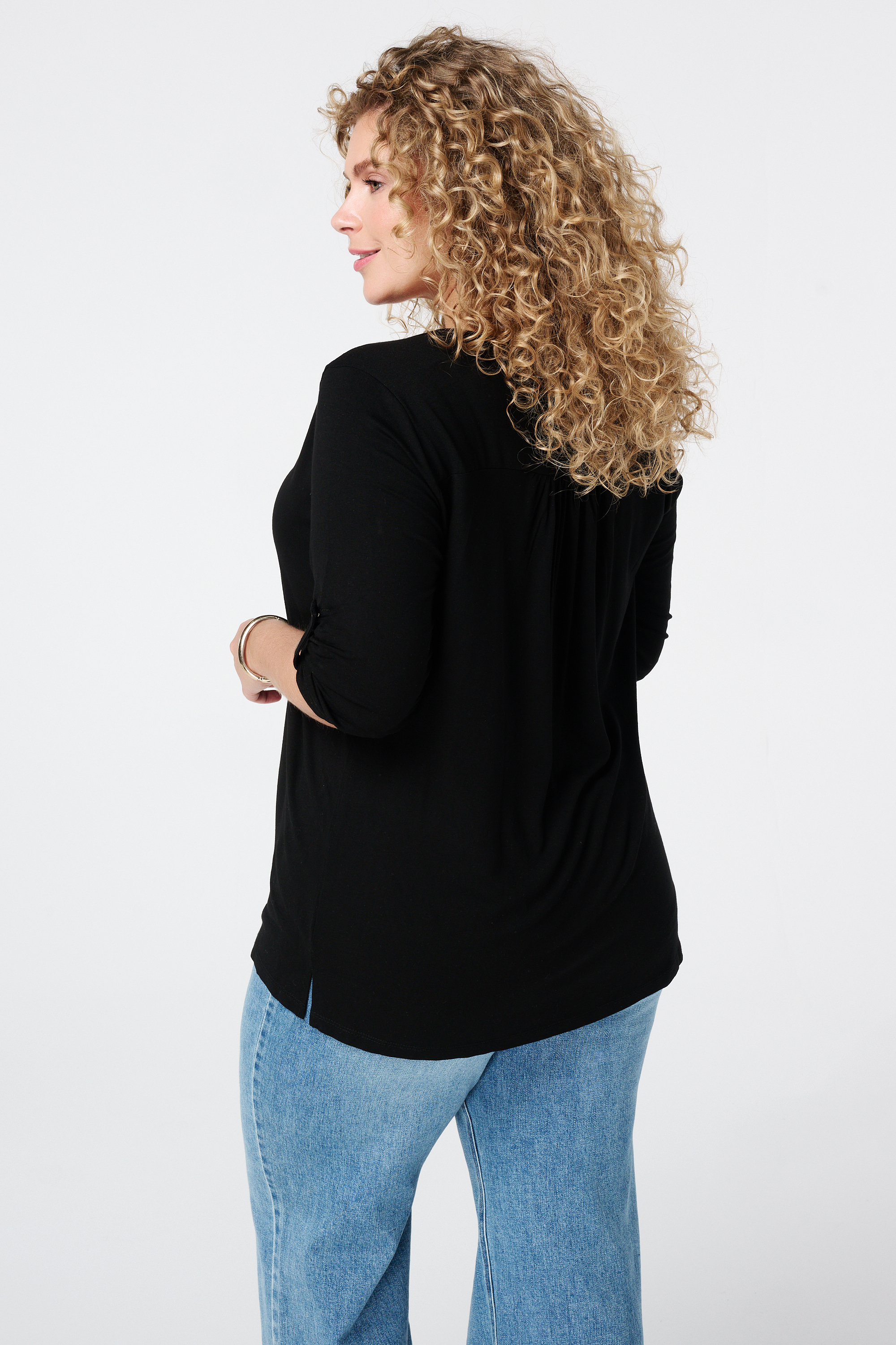 Top met stretch Zwart