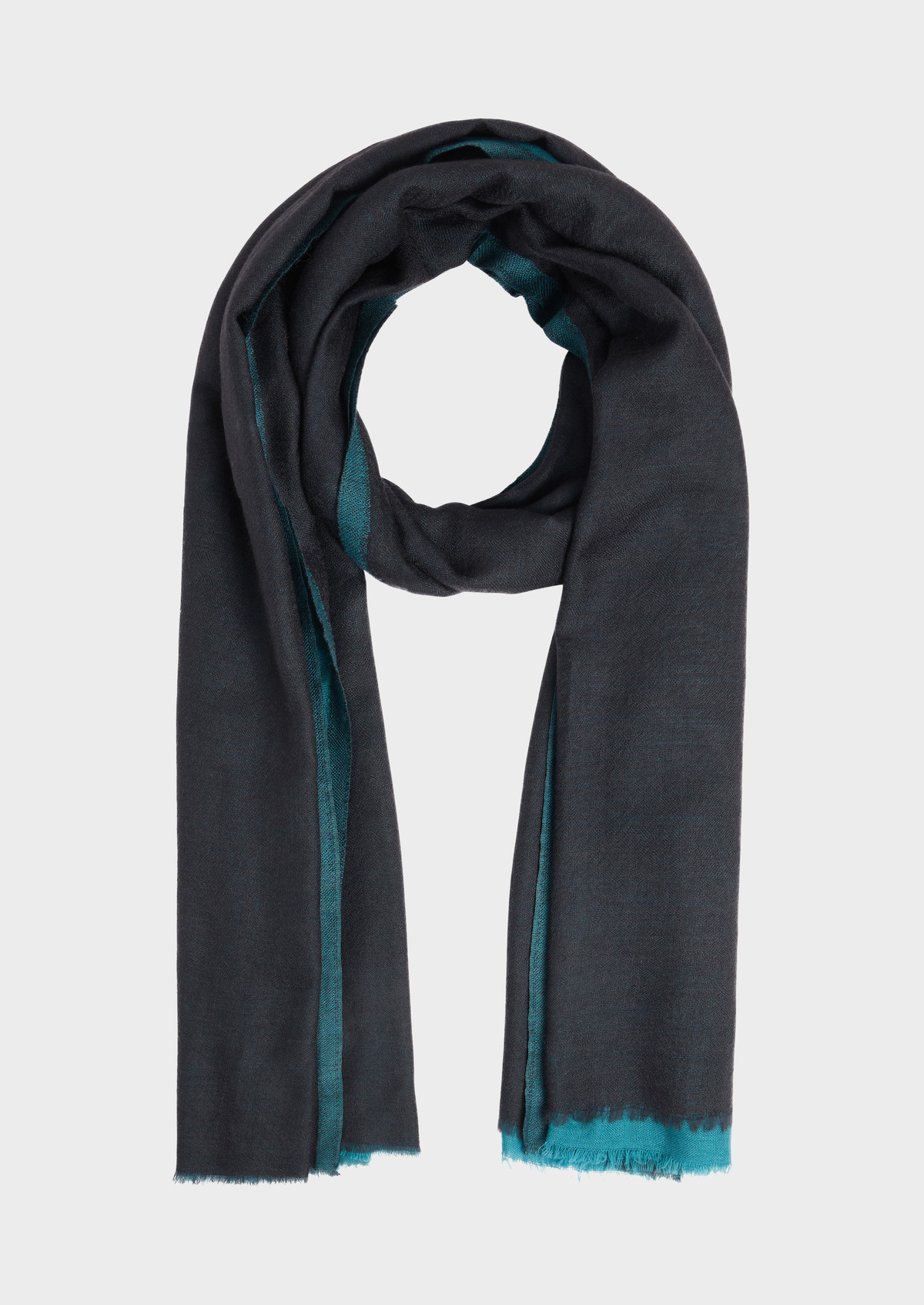 Echarpe en laine unie bleu marine et bleu paon
