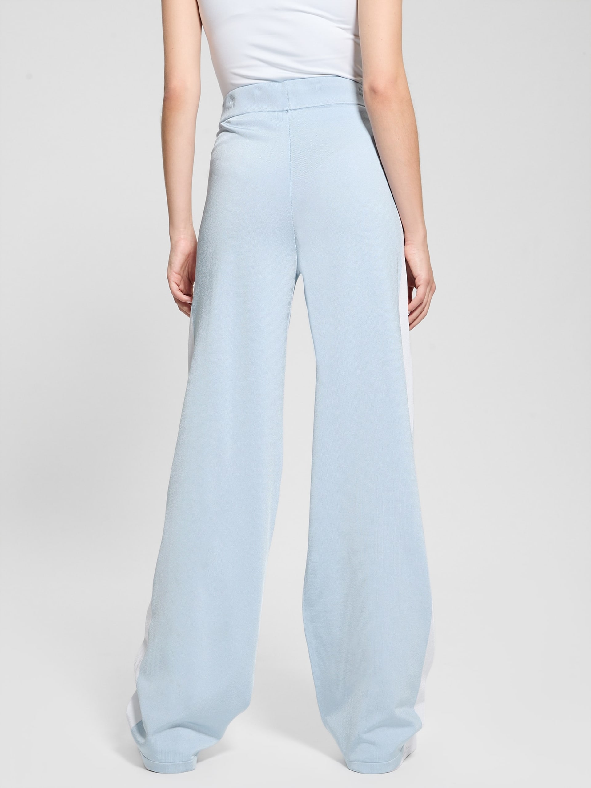 Calça de malha listrada