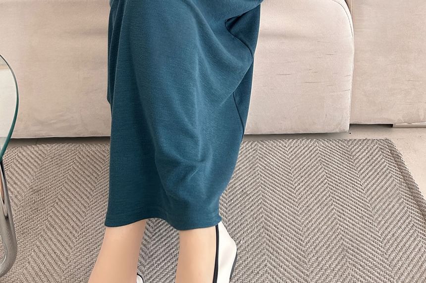 Chubby Girl - Effen losse midi-jurk met korte mouwen