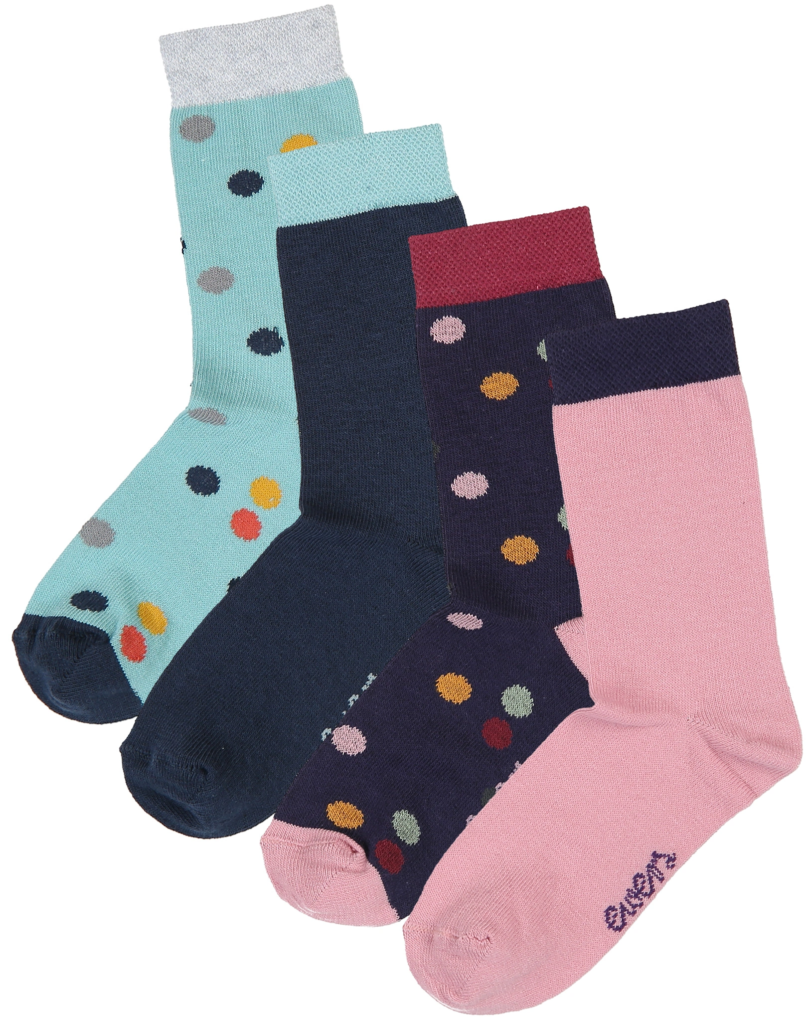 Socken PUNKTE/UNI 4er-Pack in tinte/wildrose