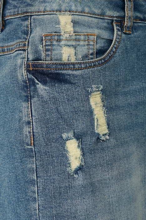 Jeansrock, Straight Fit, geschnittener Saum, Destroy-Effekte, 5-Pocket