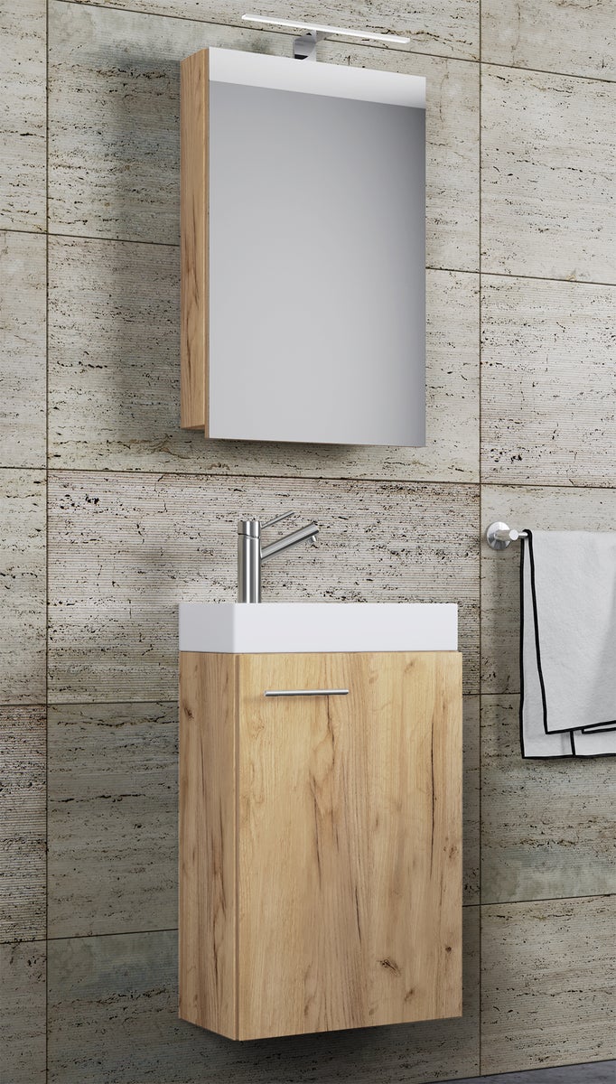 3-delige gastenwastafelset Slito honing eiken