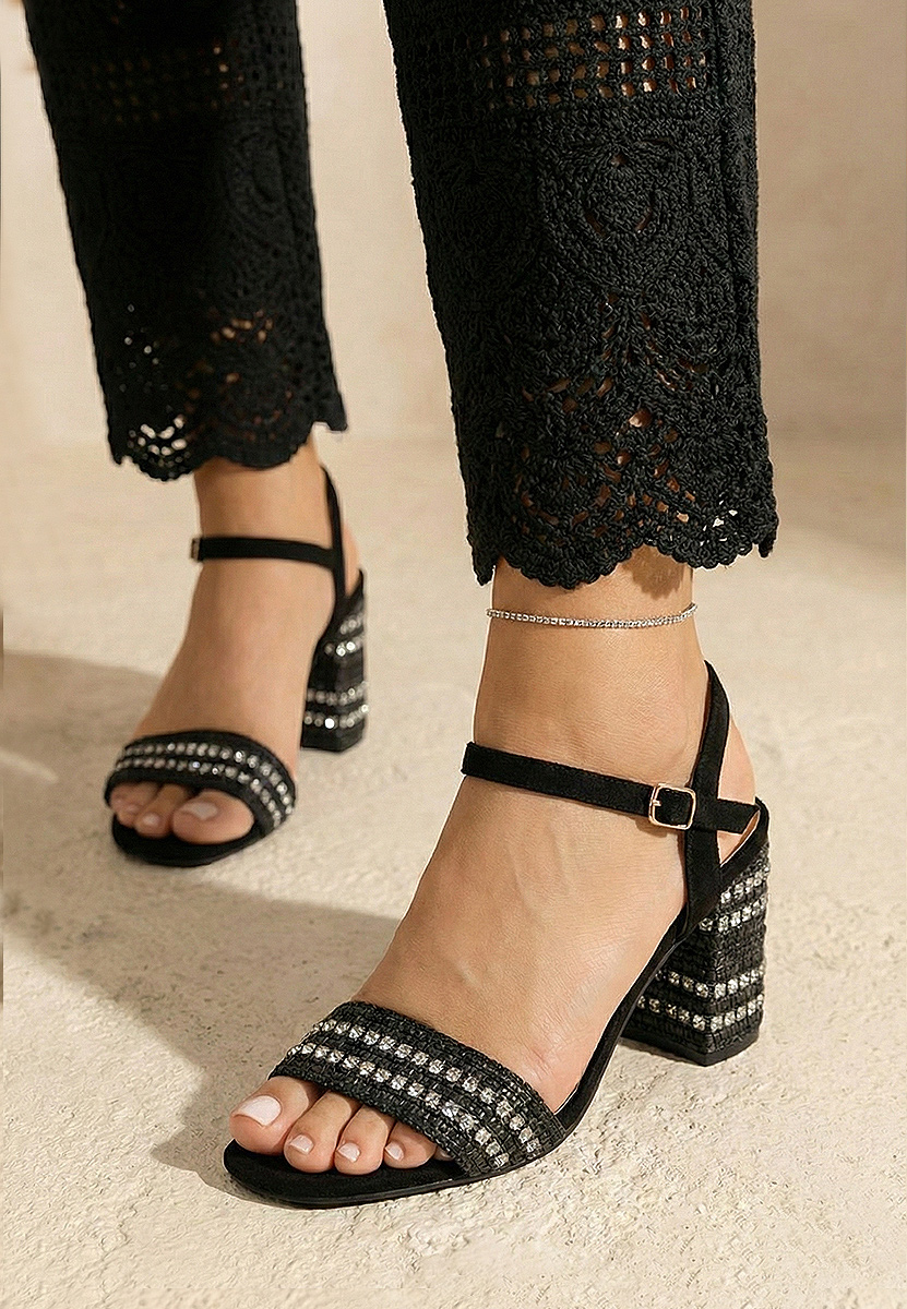 Sandales à talon épais noires Marsela