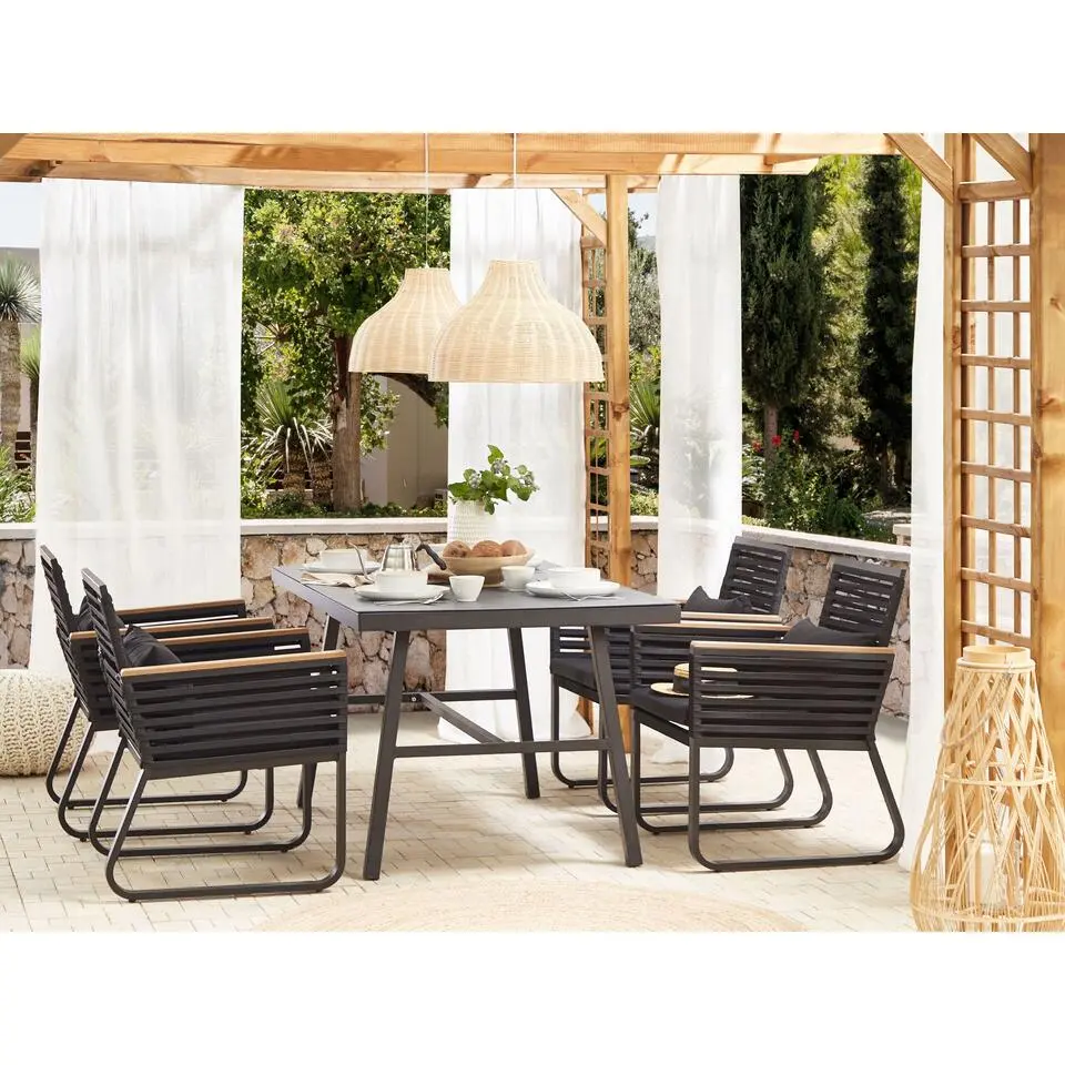 CANETTO - Tuinset voor 4 - Zwart - Aluminium