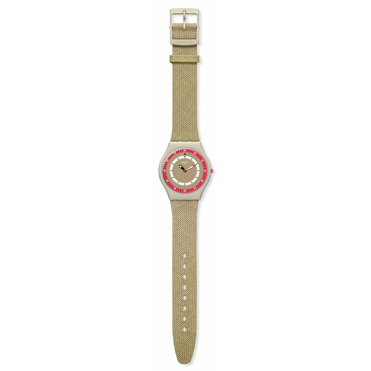 Montre SWATCH Skin classic bioceramic Coral dunes homme bracelet textile beige