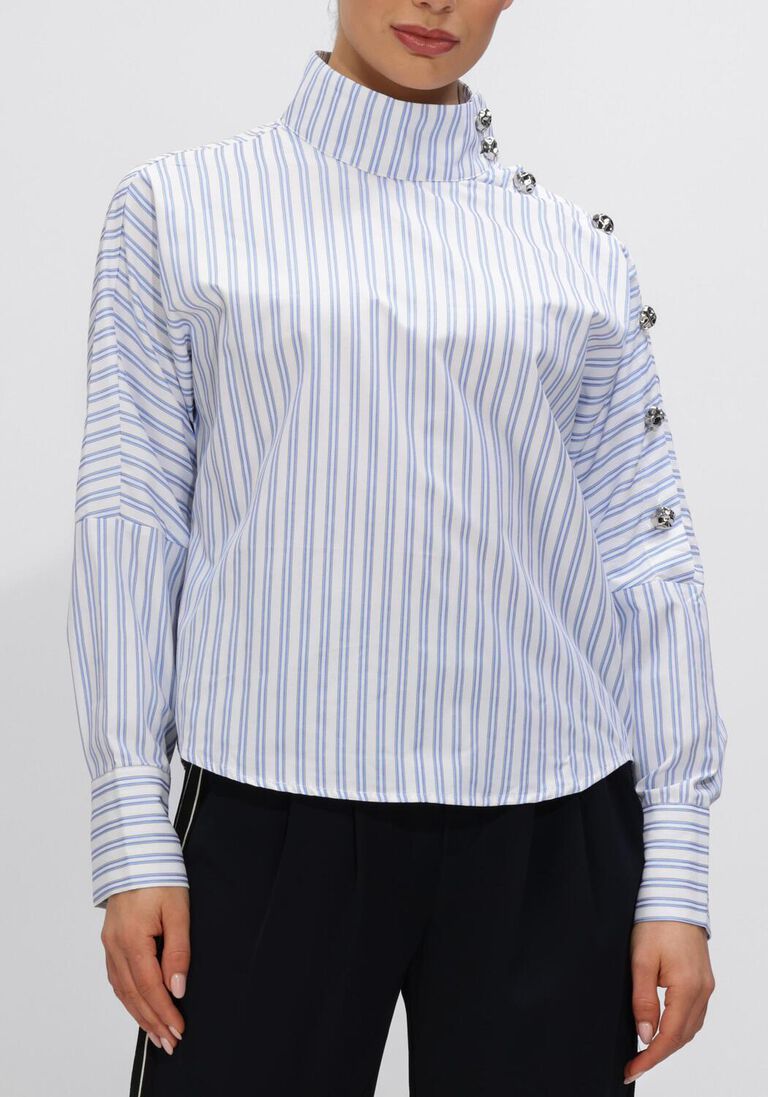 blauwe co'couture blouses devin asym cc button blouse