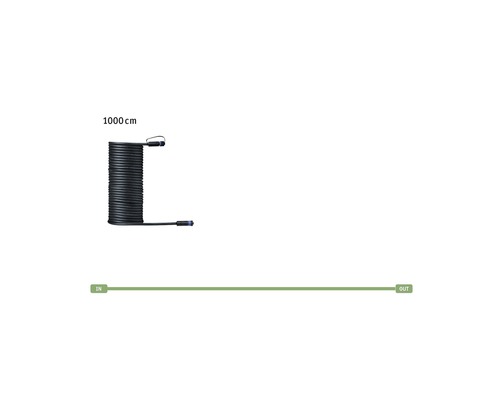 Paulmann Plug & Shine aansluitkabel IP68 zwart 1in-1uit 10 m 24V