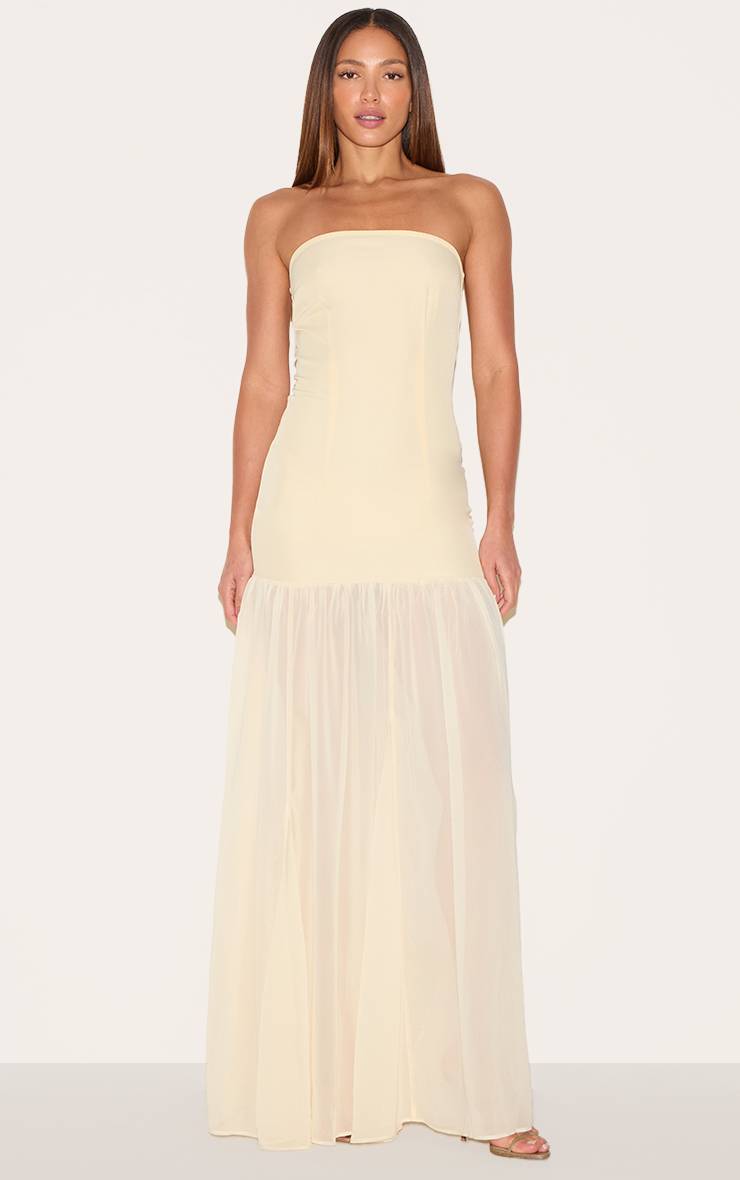 Amande Robe Longue Tall À Bandeau Avec Détails En Mousseline
