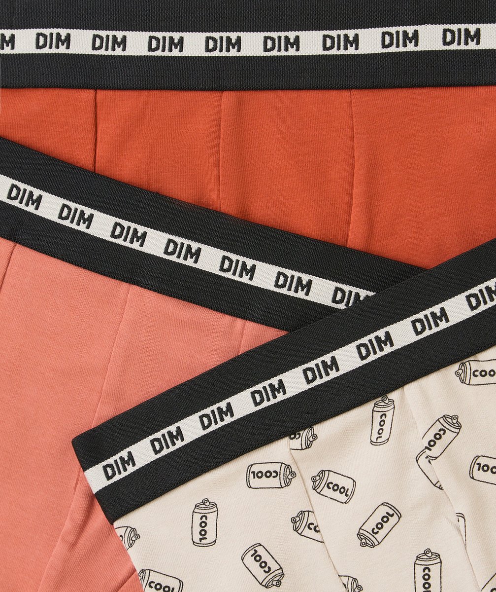 DIMlot de 3 boxers garçon gris orange et rouge avec imprimé