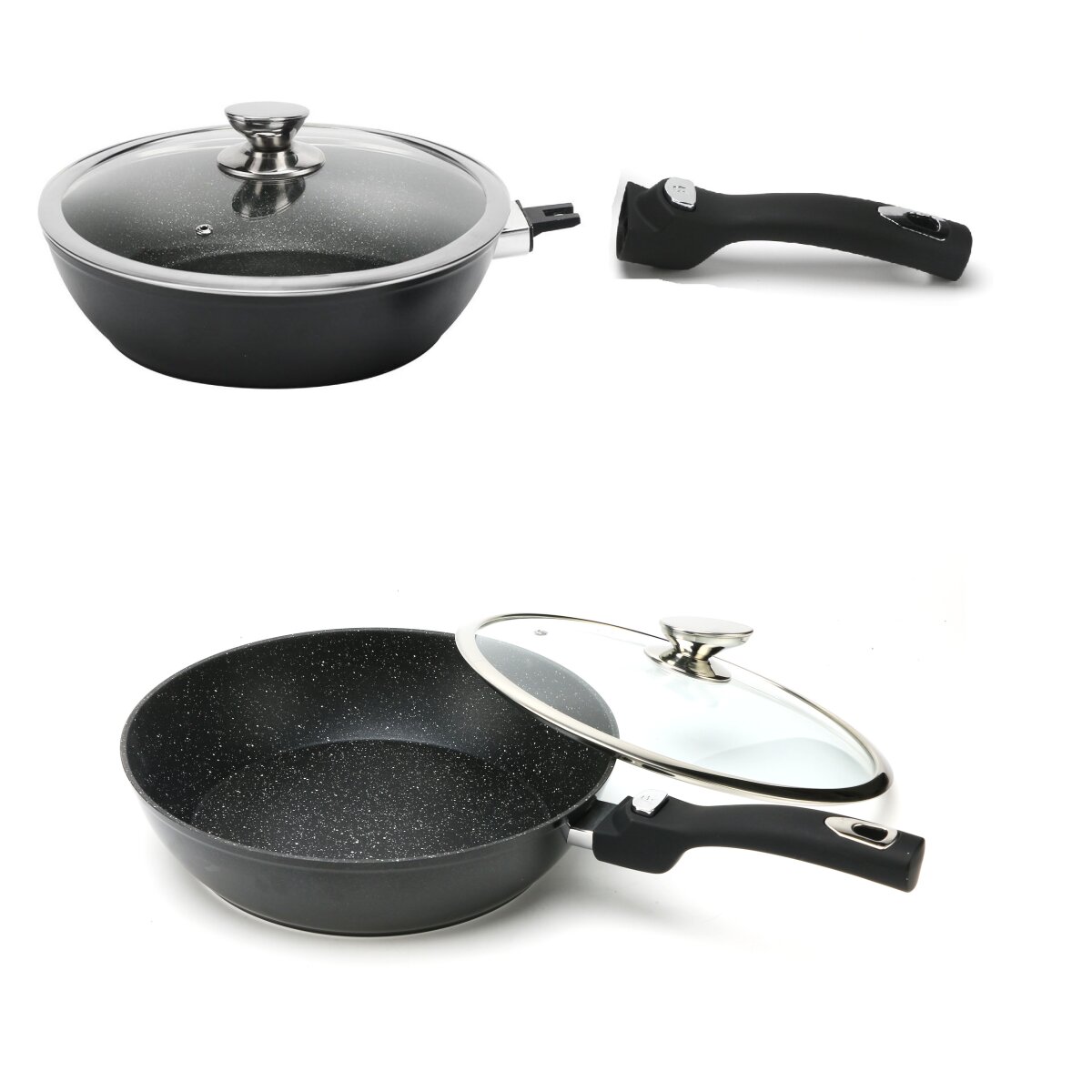 Aluguss Wok Bratpfanne Ø30cm mit Deckel