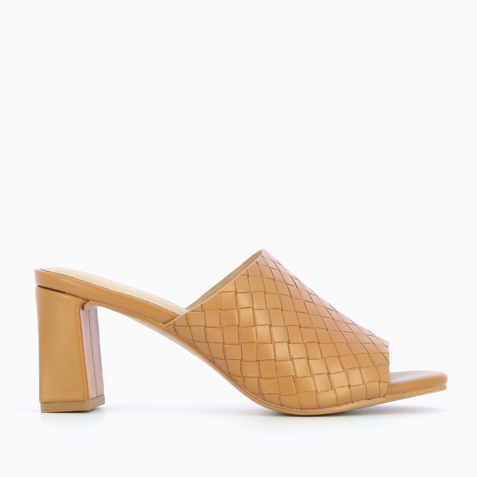 Sandales à talon, Compensées-Mules à talon Melaurie camel effet tressé