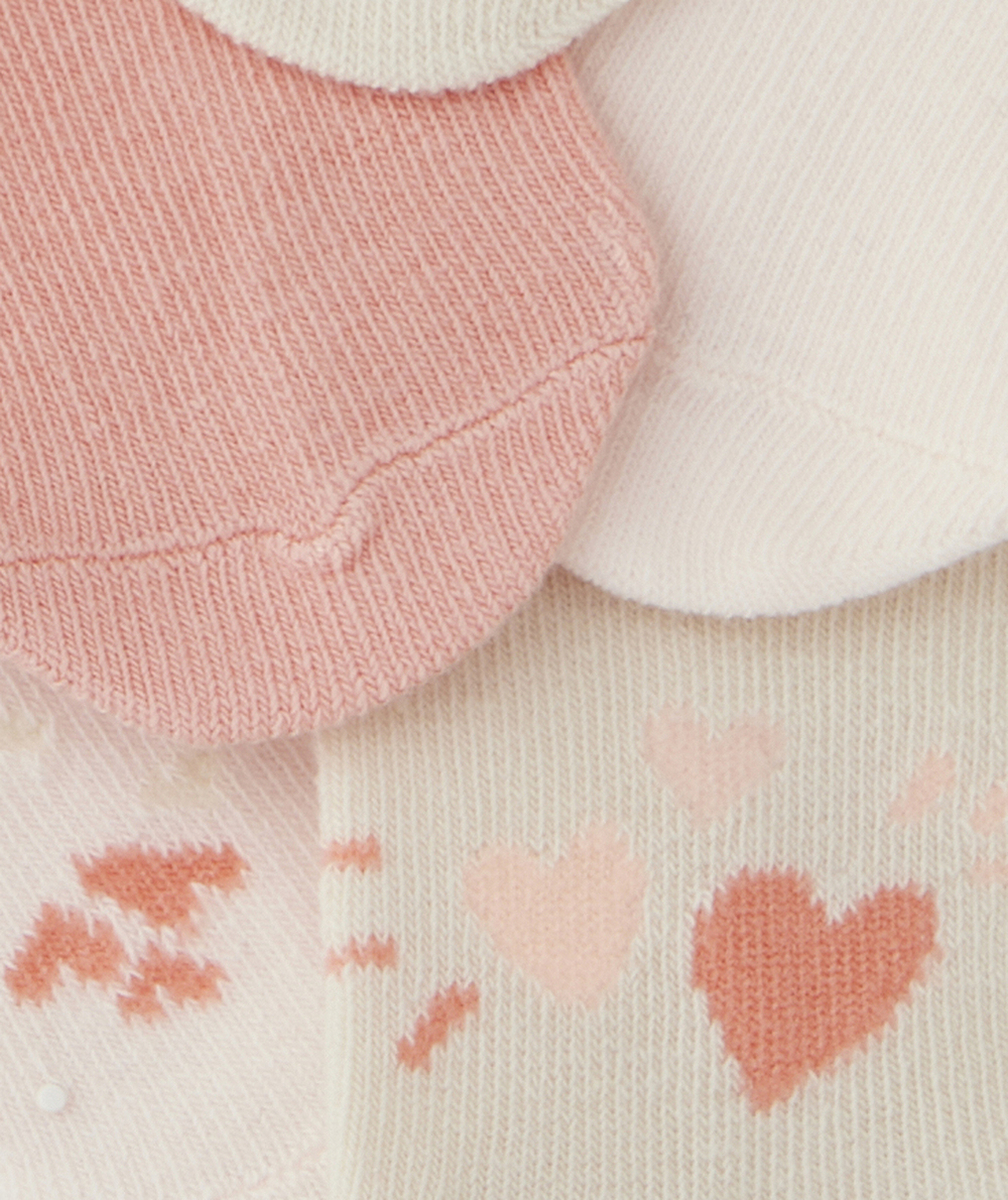 LOT DE 5 PAIRES DE CHAUSSETTES BÉBÉ FILLE ROSES ET BEIGES