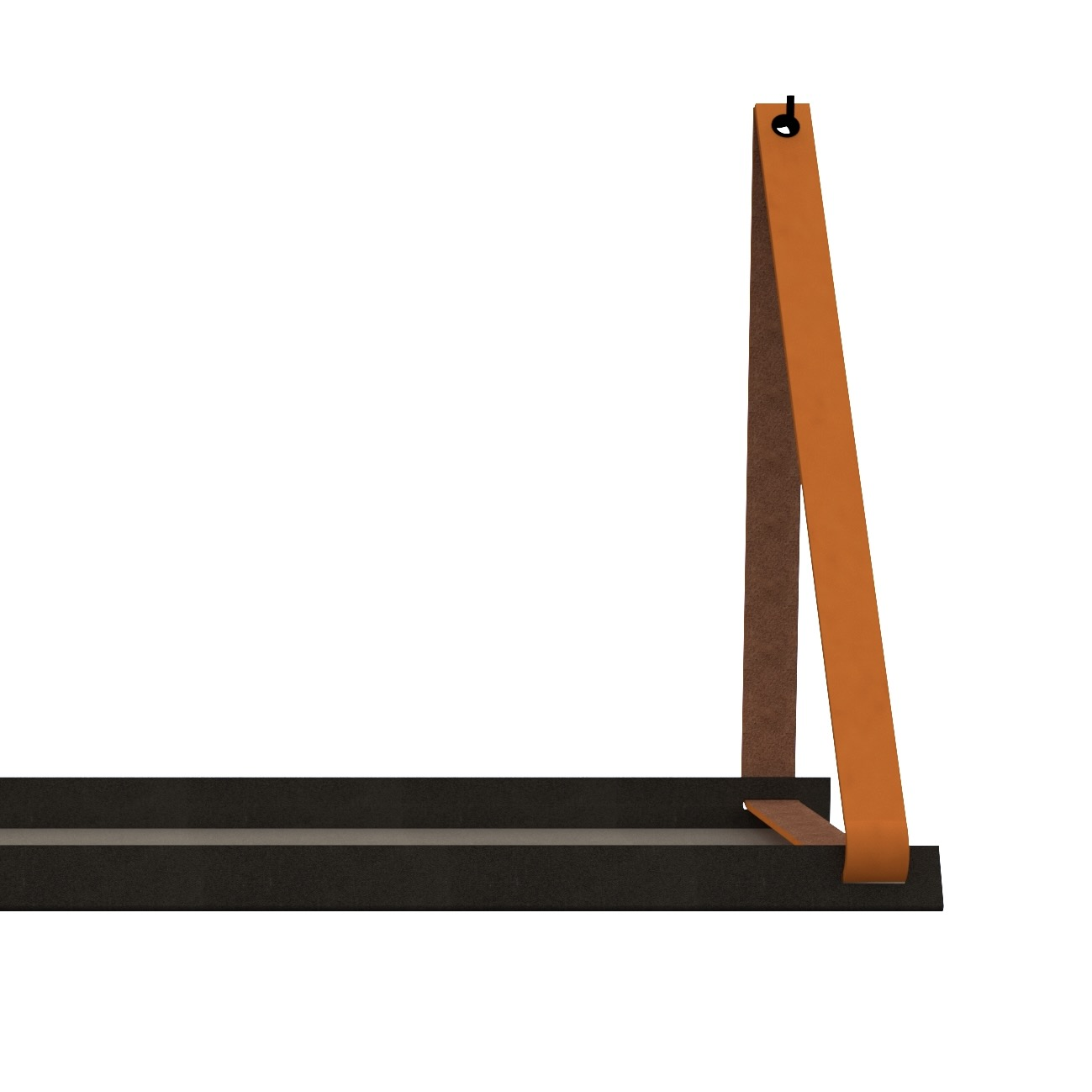 Stalen wandplank 98x20cm - incl. leren plankdragers Stalen wandplank met leren plankdragers - Oranje