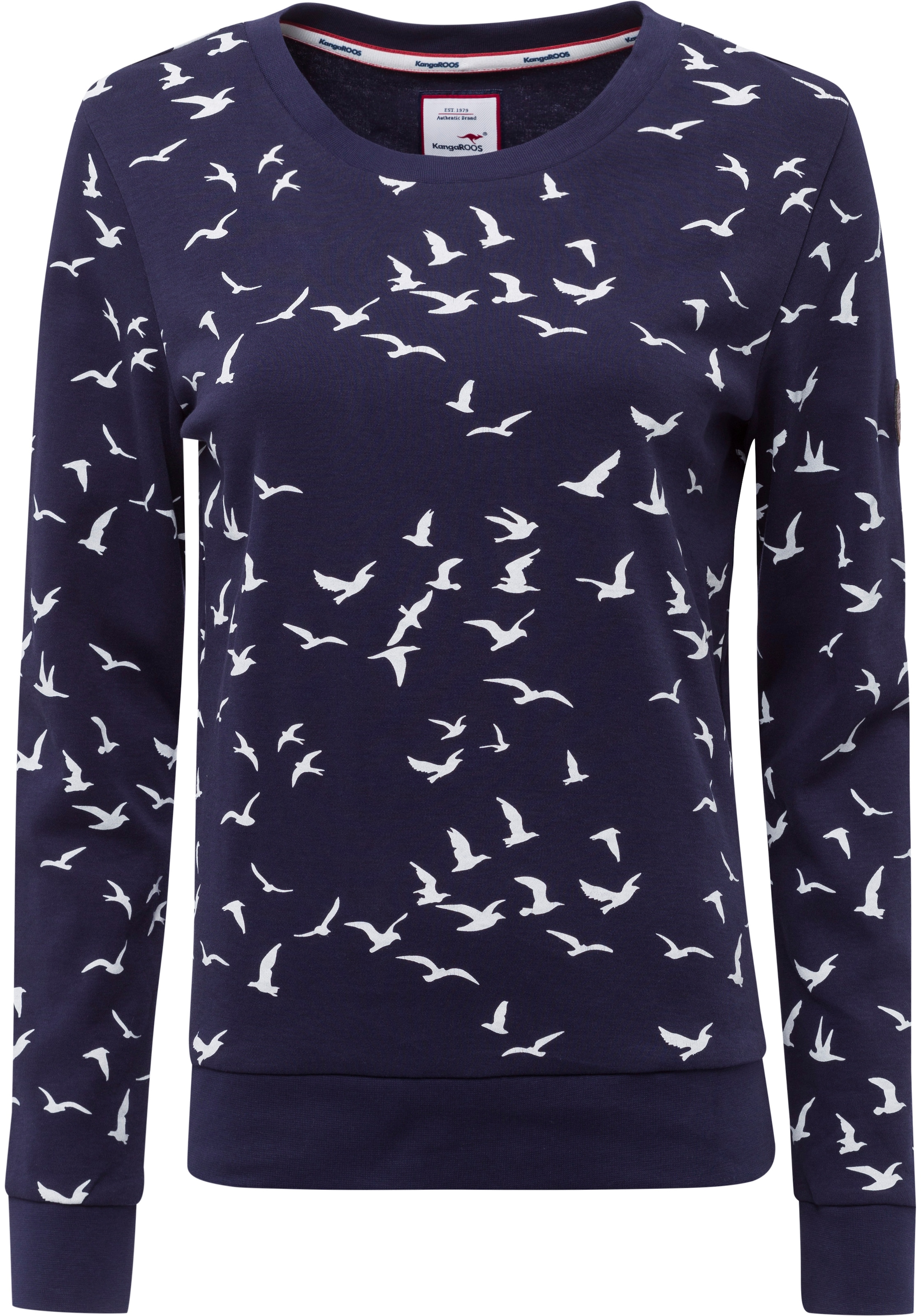 KangaROOS Sweatshirt , Langarm,  figurumspielender Schnitt,  bedruckt,  Rundhalsausschnitt