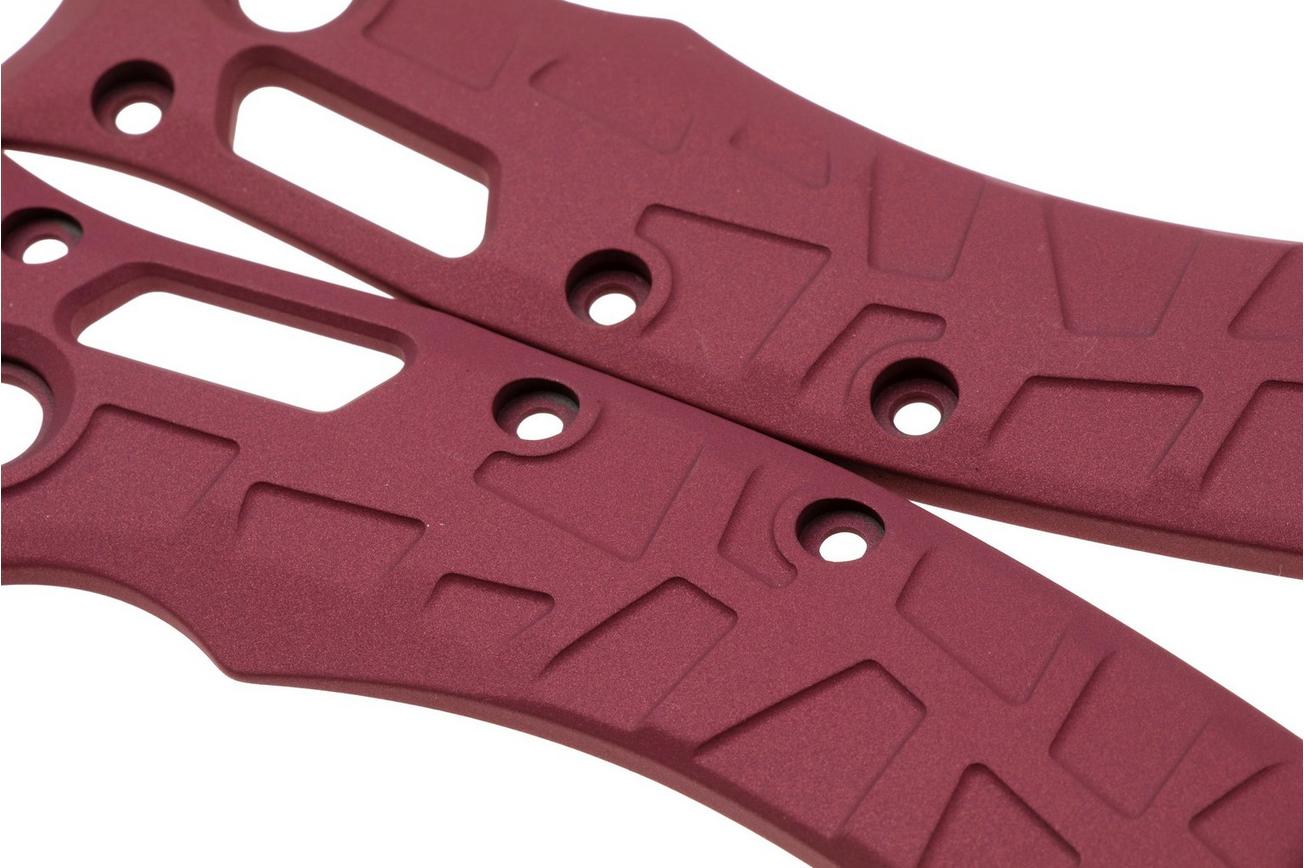Lex Custom Microtech Amphibian Scales AMPHH320 Cerakote Cranberry Frost Titanium, handgreepschalen