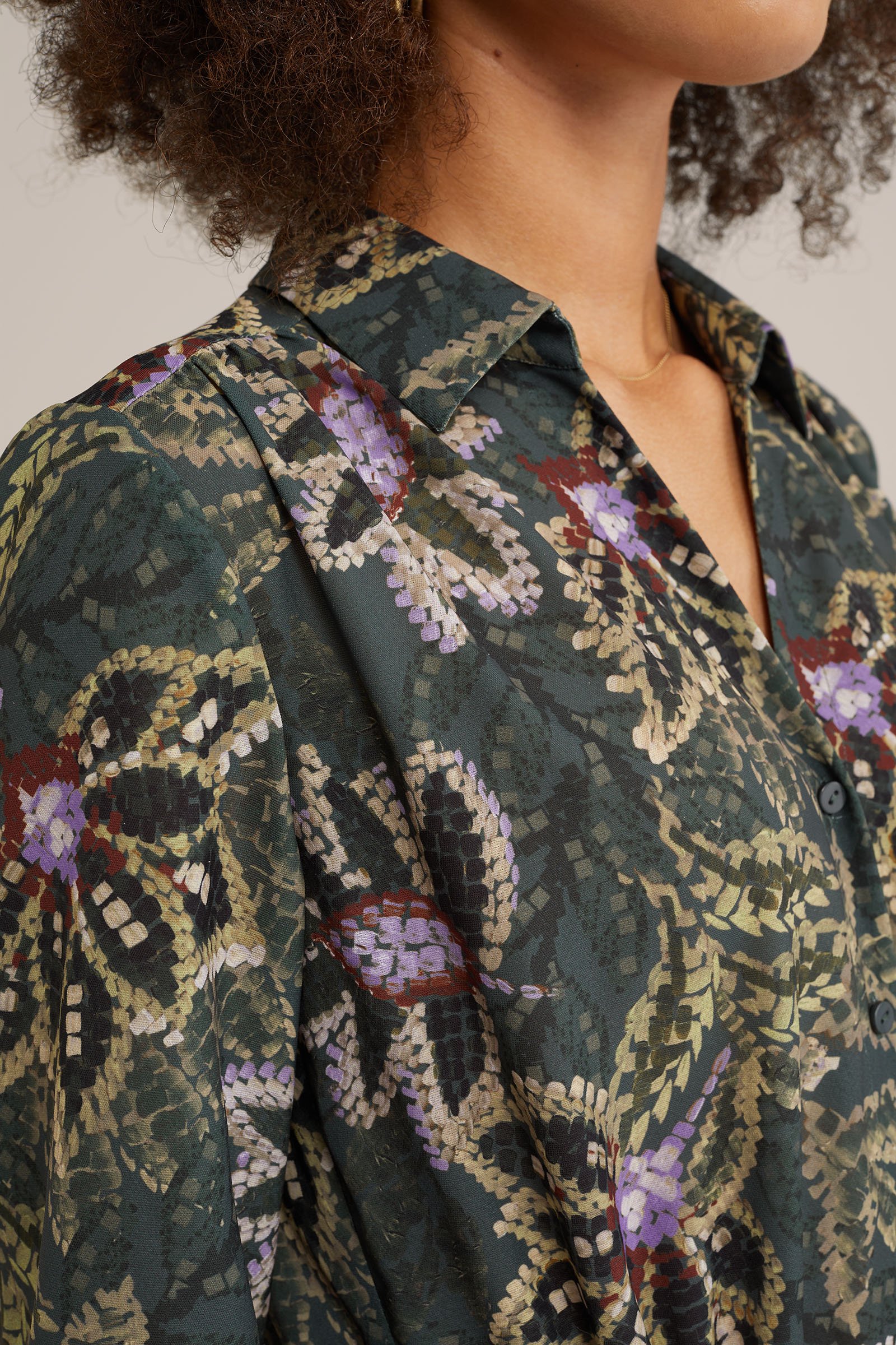 jurk met dessin WE Fashion Donkergroen