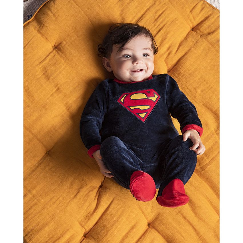 Lot de 2 dors-bien en velours Superman - Bleu marine