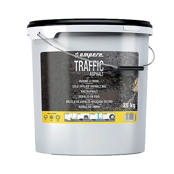 Enrobé à froid Ampere Traffic Asphalt noir, seau 25 kg