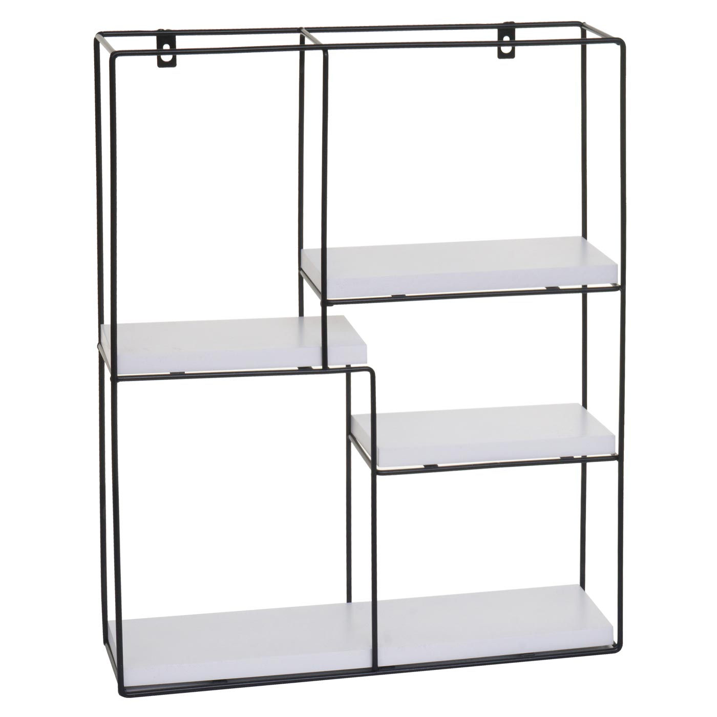 Wandregal MCW-K76, Hängeregal Schweberegal Regal, 4 Regalböden Metall Massiv-Holz Industrial 51x40x11cm ~ weiß