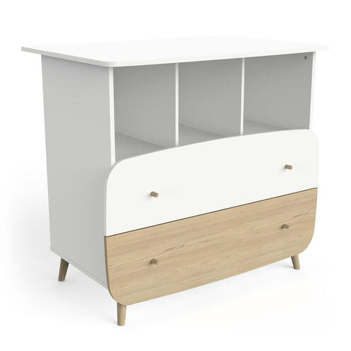 Commode 2 tiroirs 3 niches FIRMIANA Blanc - CBA Meubles