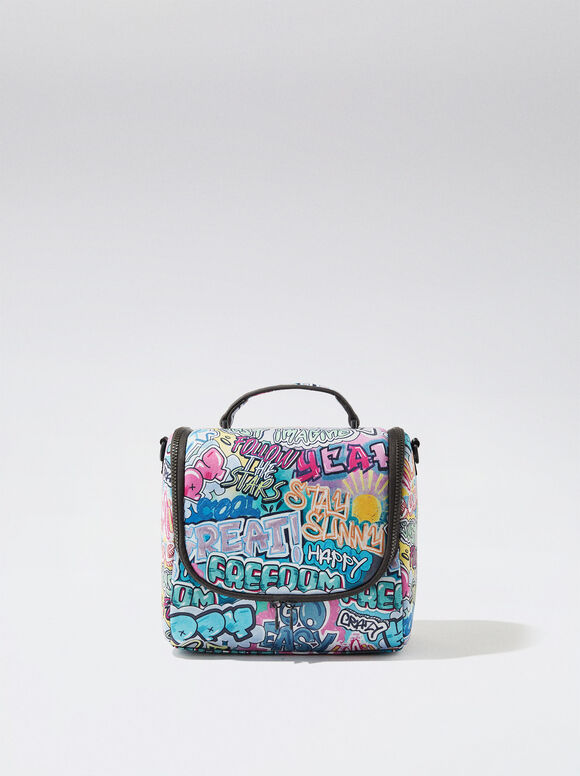 Sacola de neoprene estampada para transportar alimentos - Azul