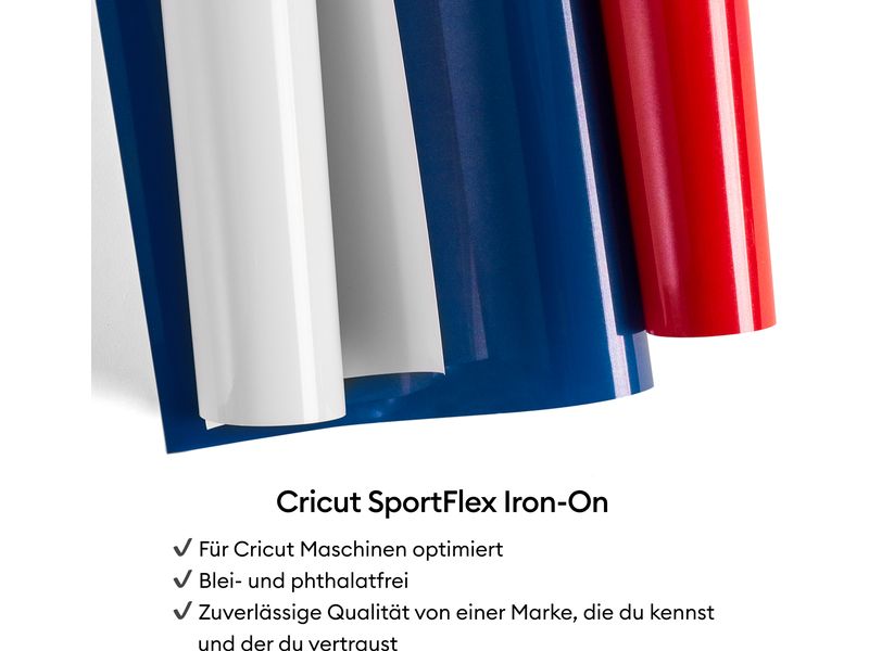 Cricut Aufbügelfolie Sportflex 30 x 61 cm, 1 Stück, Blau Hitzebeständige Vinylrolle