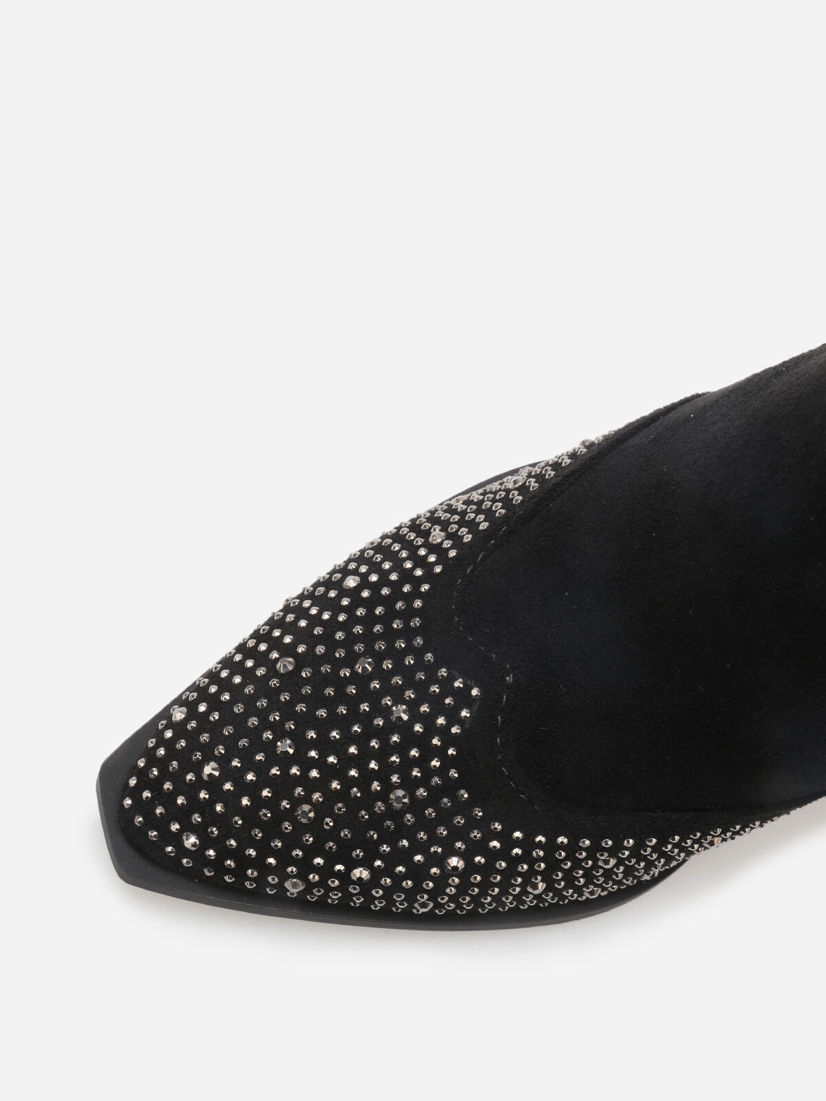 Santiags en suédine à strass- Noir