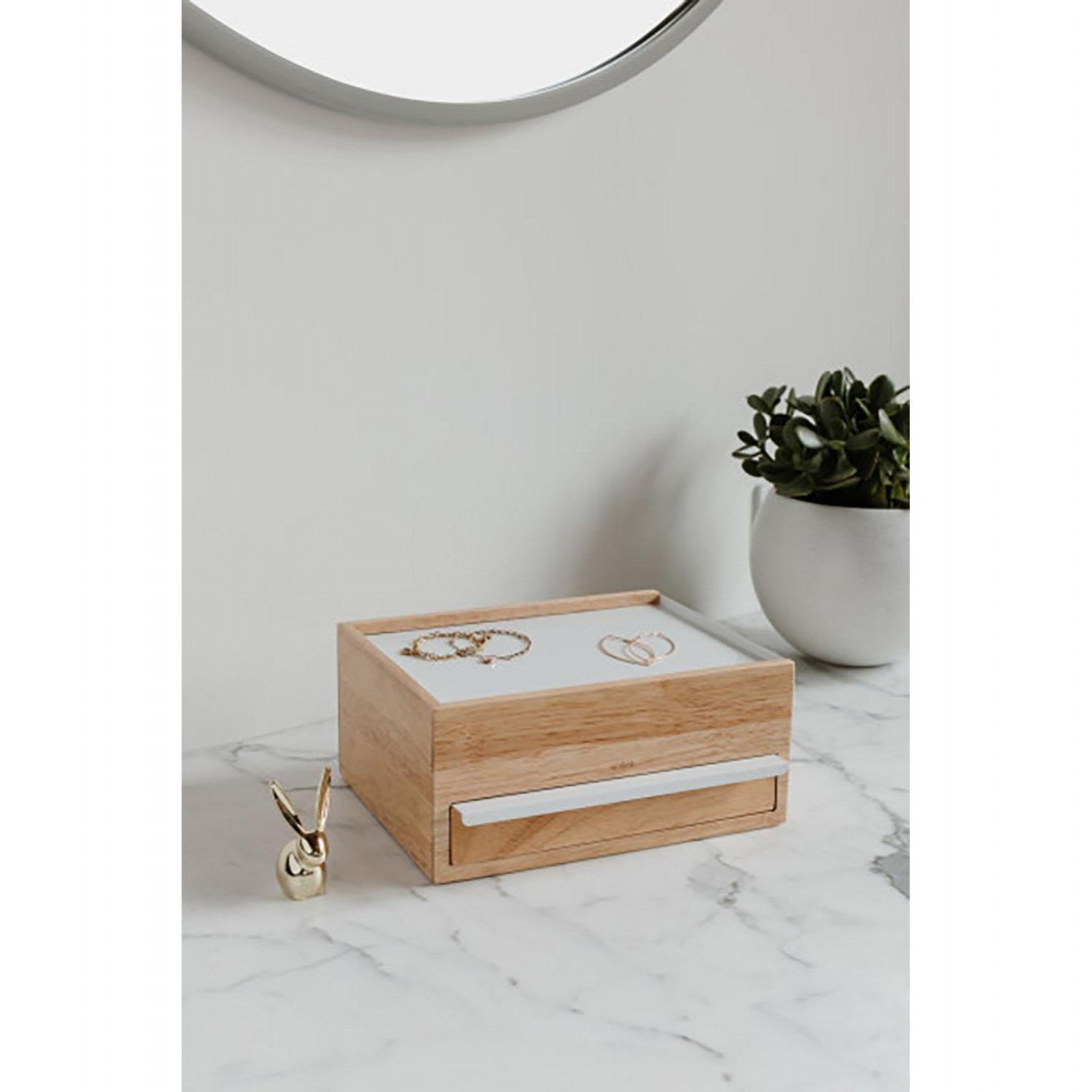 Schmuckhalter Stowit, Weiss/Holz