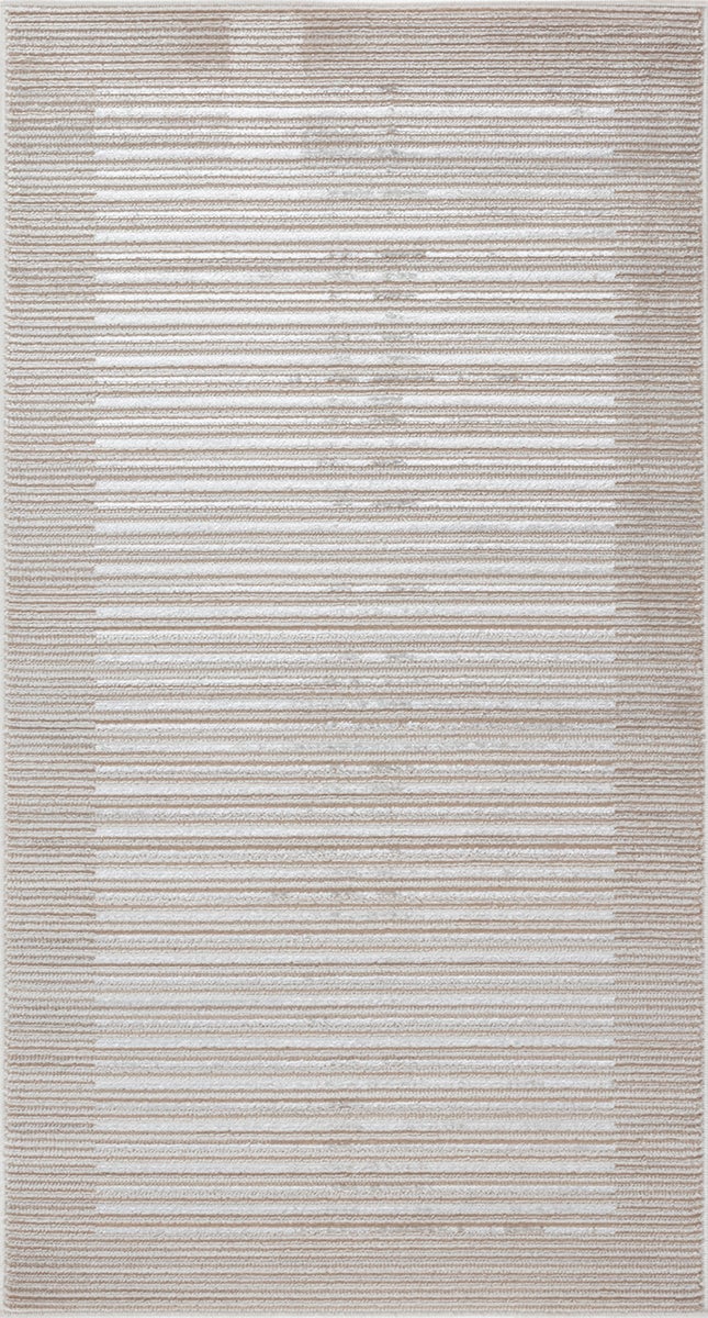 Scandinavisch gestreept vloerkleed beige/wit 80x150 cm KAYSA
