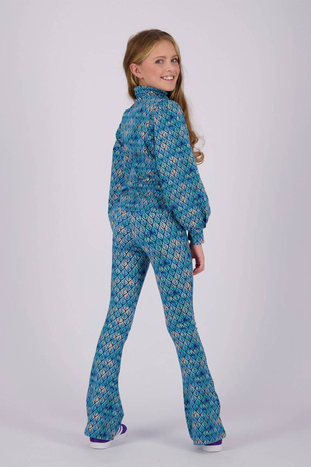 Vingino top Jilianne met all over print blauw/grijs