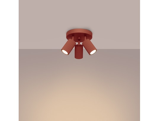 SOLLUX LIGHTING - Plafonnier karbon 3p rouge ocre
