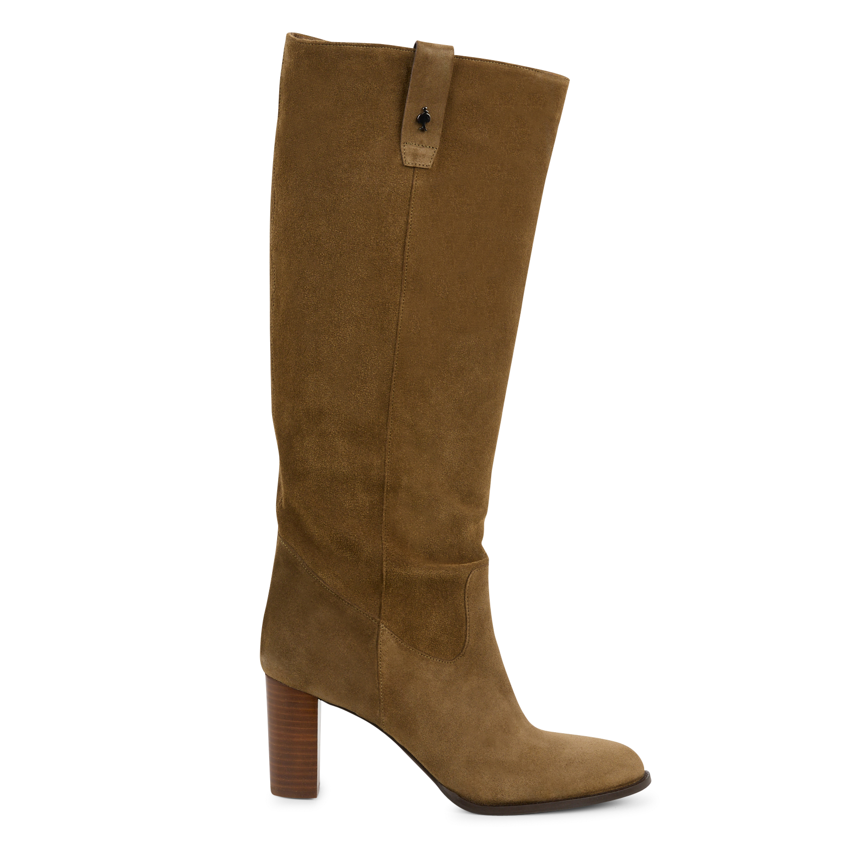 WENA - Bottes à talons en cuir velours | Kaki