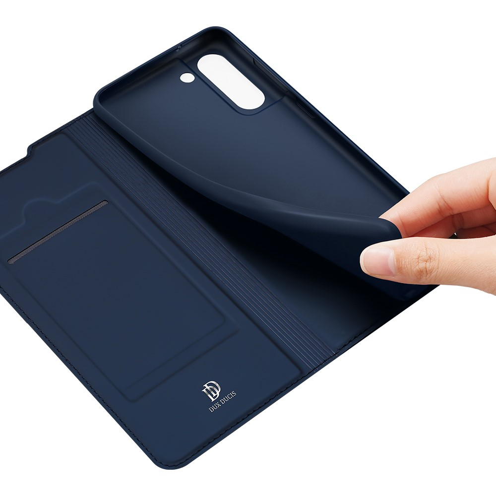 Samsung Galaxy S21 FE 5G Flip Wallet Cover Leder Tasche - Dunkelblau
