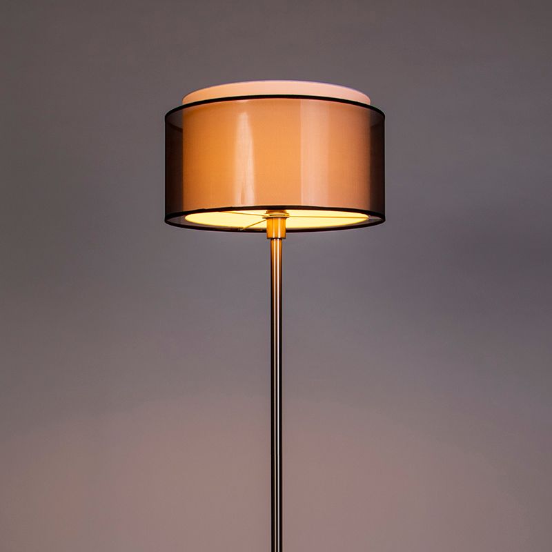 Design vloerlamp staal met zwart-wit kap 47 cm - Simplo