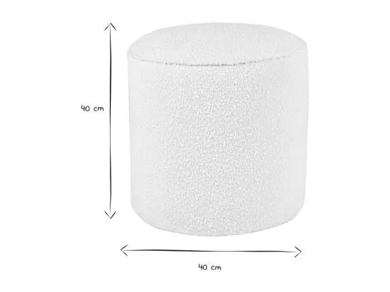 Pouf scandinave rond en tissu effet laine bouclée blanc cassé D40 cm MERIBEL