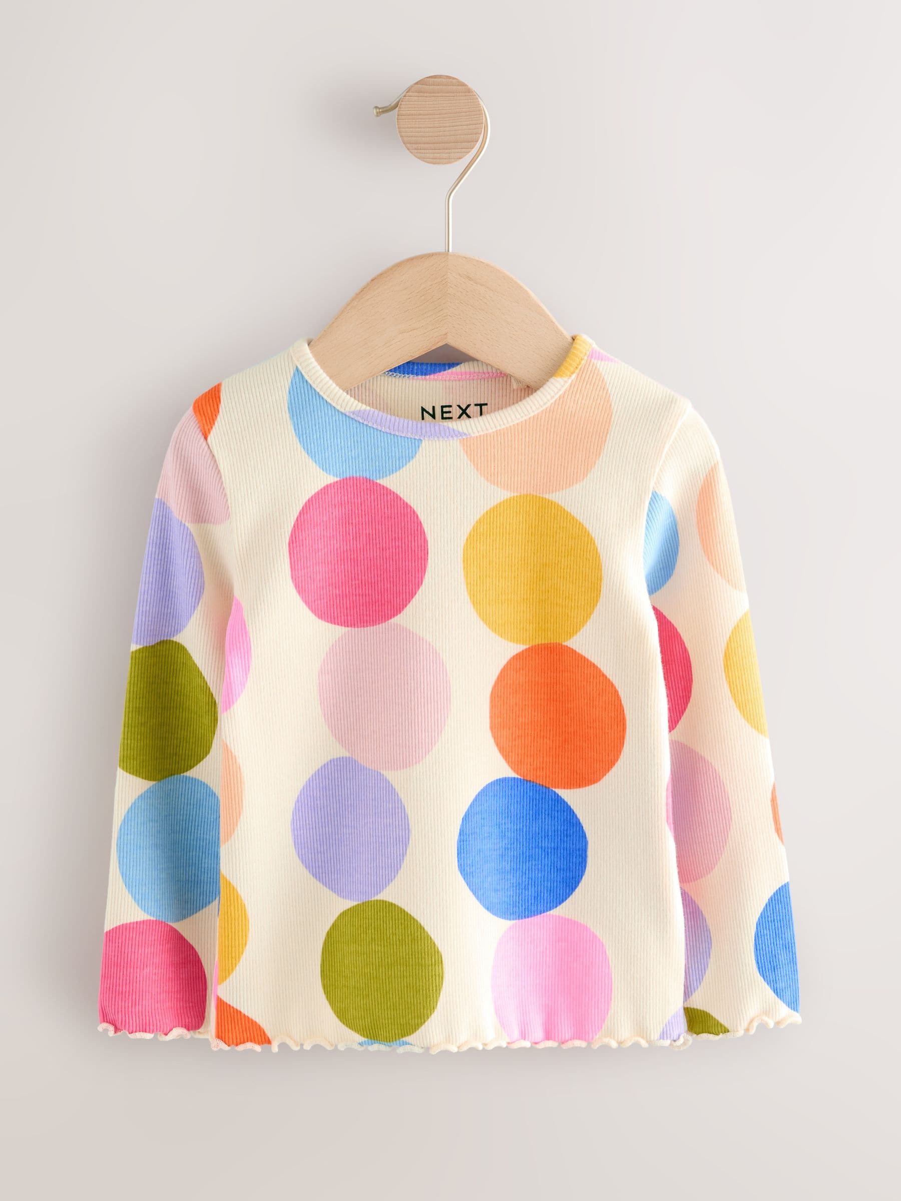 Regenboogstippen - Verpakking van 5 geribde tops met lange mouwen (3mnd-7jr)