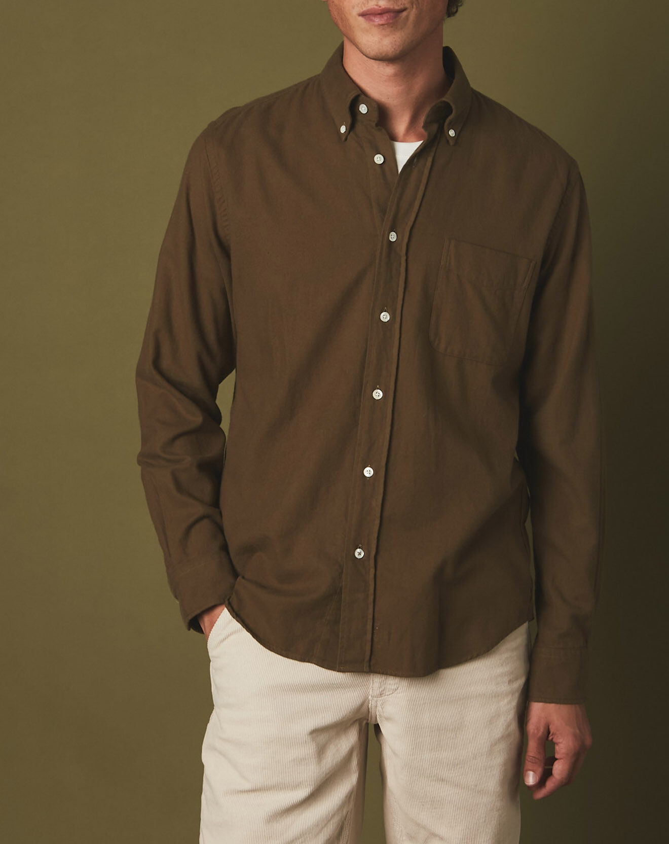 Hartford Chemise en Flanelle regular Pitt Elbow olive