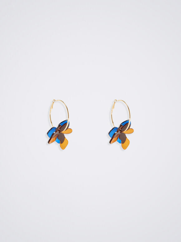 Aros com flor de resina - Multicor