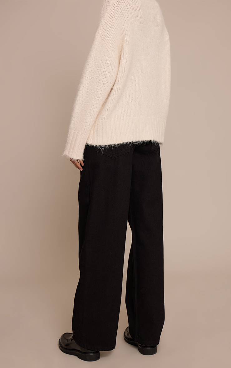 Noir Jean Tall Taille Mi-haute Coupe Large Imprimé Léopard