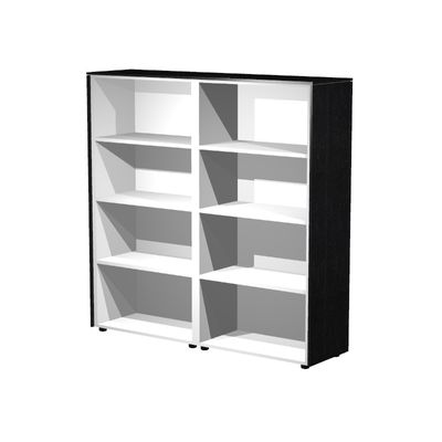 Bibliothèque haute double Flora - L162,8xP43xH158,2 cm - 6 étagères - frêne noir